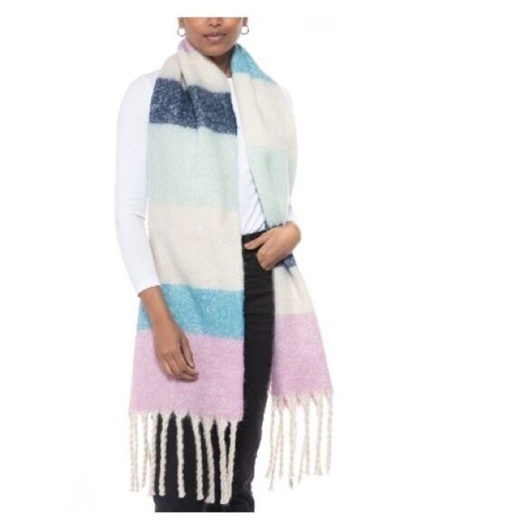 Jenni Accessories - New JENNI Soft and Cozy Neutral Colorblocked Scarf, women’s accessories